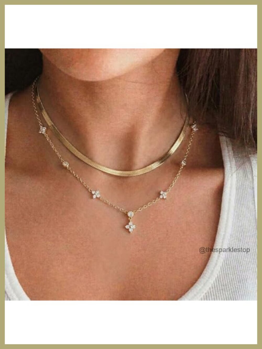 14K Gold Plated Layered Necklace Set Dainty Cubic Zirconia Pendant 3 PCS - Picture 6 of 6